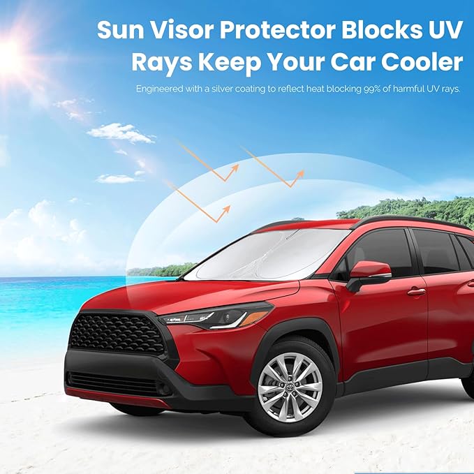 Custom Fit Toyota Corolla Cross Windshield Sunshade for 2022-2026 Toyota Corolla Cross (Not fit Corolla Sedan) Front Window Shield Cover for Windshield Sun Visor Protector Block UV Rays