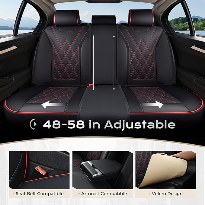 Coverado Car Seat Covers Full Set, Seat Covers for Cars, Waterproof Leather Automotive Seat Cover, Universal Car Interior Protectors Cushion for Most Cars