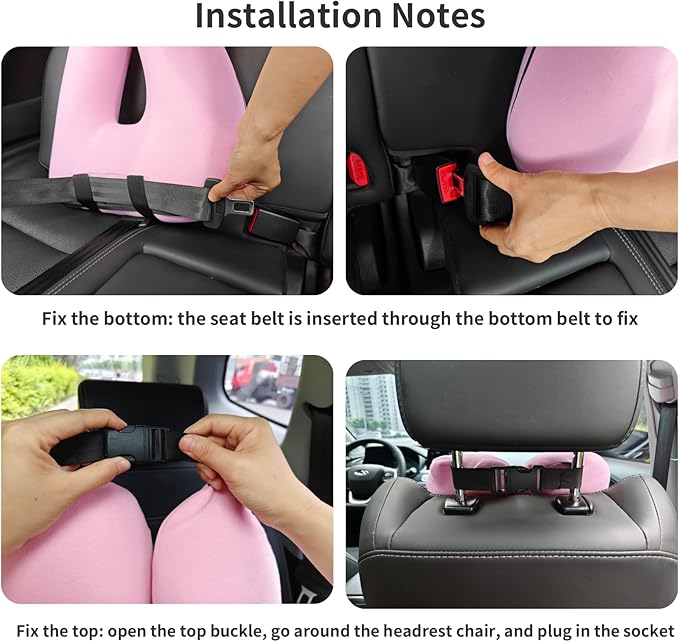 Travel Pillow Car Pillow Kid Car Sleeping The Sleeping Aid for Adults and Kids on Road Trips Sponge Kids Travel Pillow Provides Body and Head Support Pink