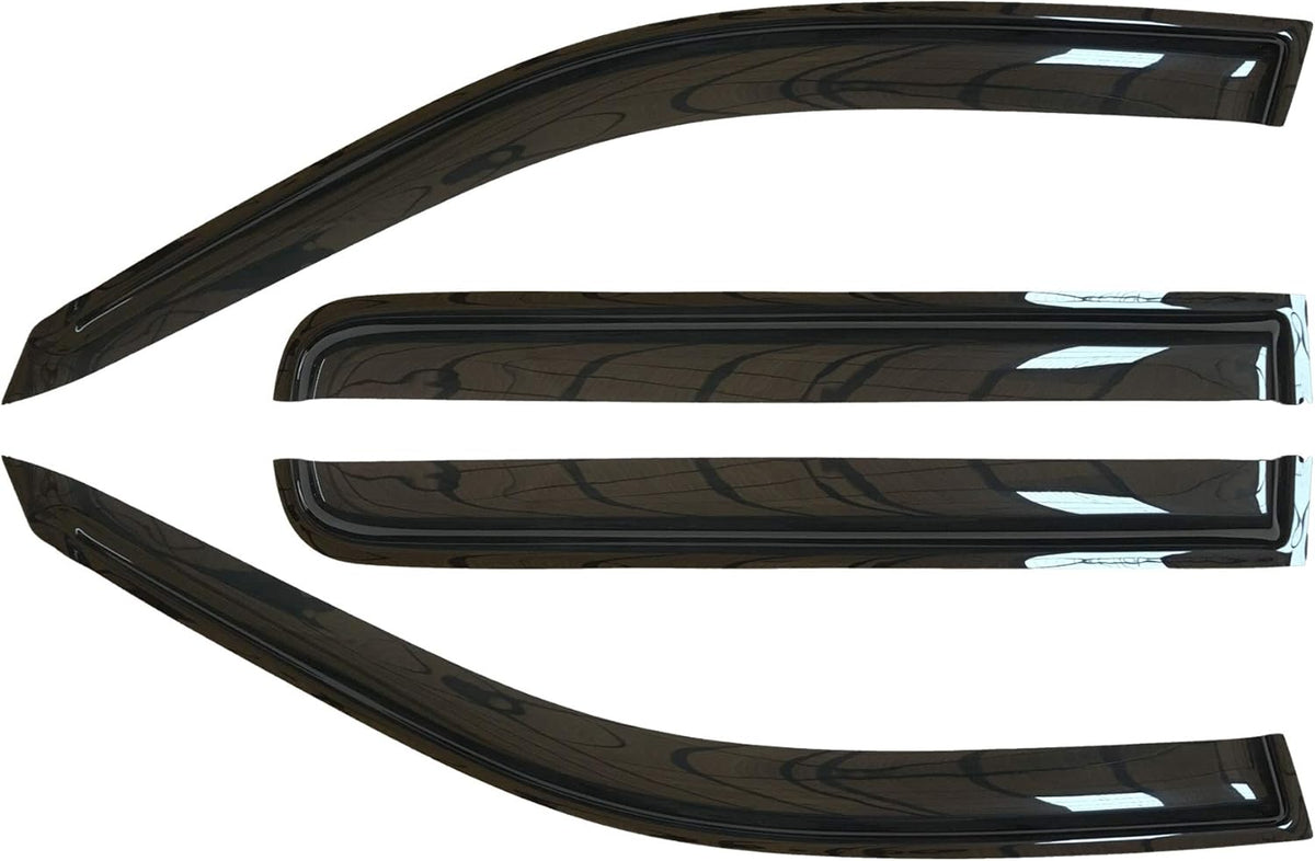 4pcs Outside Mount Style Sun Rain Guard Durable Side Window Wind Deflectors Dark Smoke Vent Window Visors Compatible with 07-20 Tundra Double/Crew Cab with 2 Half Size Rear Doors