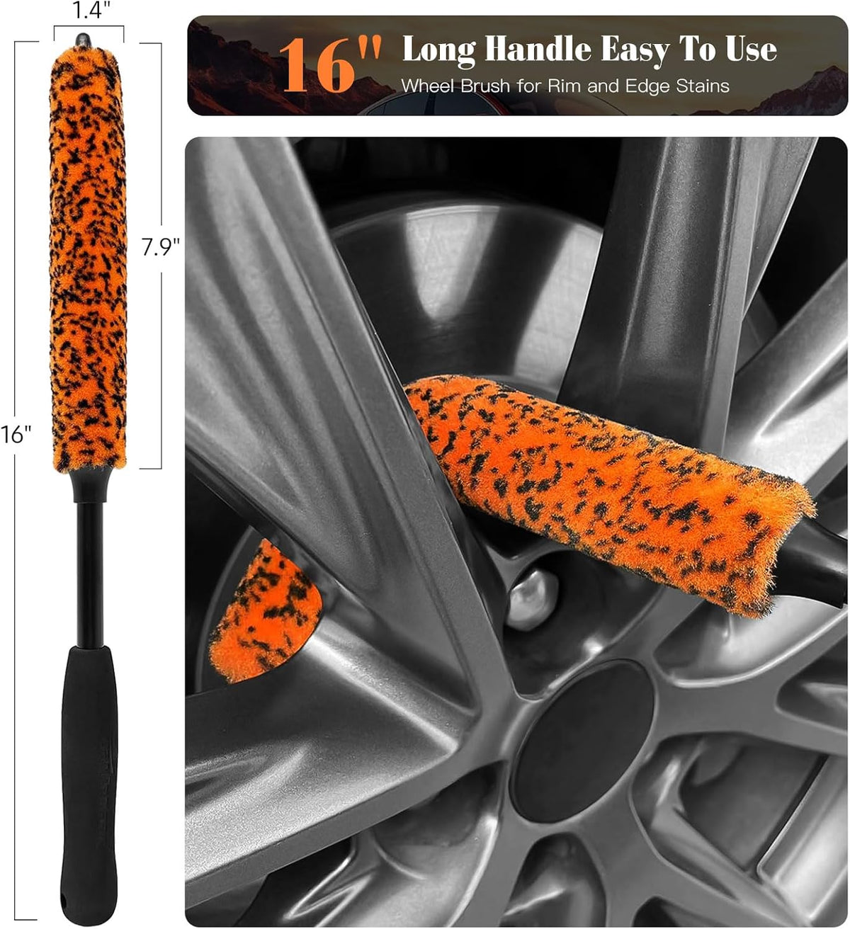 7PCS Motorcycle Cleaning Kit, 2-Size Bendable Wheel Brush, Tire and Chain Brush, Detailing Brush, Microfiber Towel and Car Wash Mitt for Car Wheels Motorcycle Dirt Bike Detailing Wash Kit