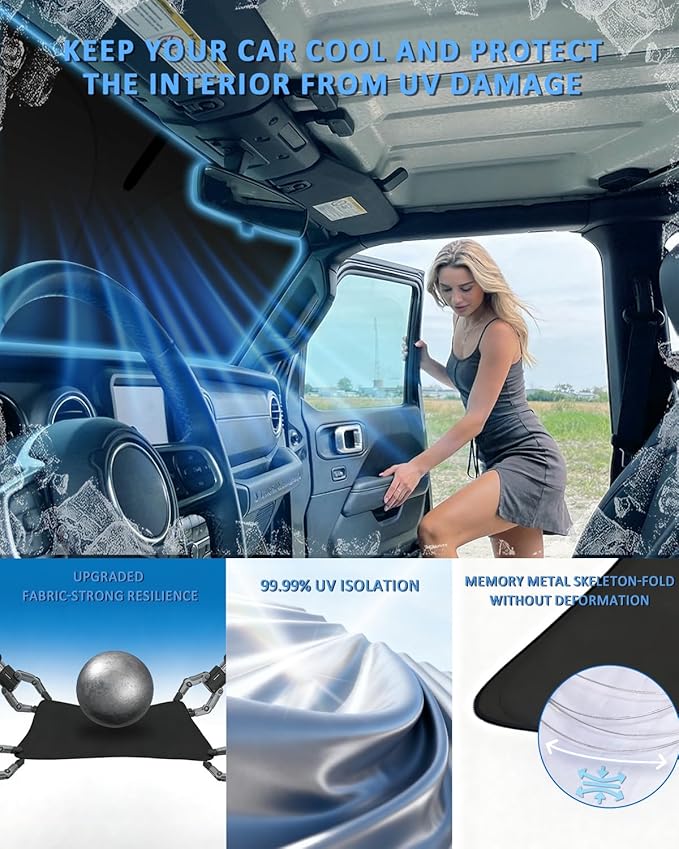 Windshield Sunshade for Nissan Kicks 2025-2026 Sun Shade Car Windshield Accessories Upgrade 4 Layers Blocks UV Rays Custom Fit Kicks 240T Car Window Shades Front Windshield Keep Cool Foldable
