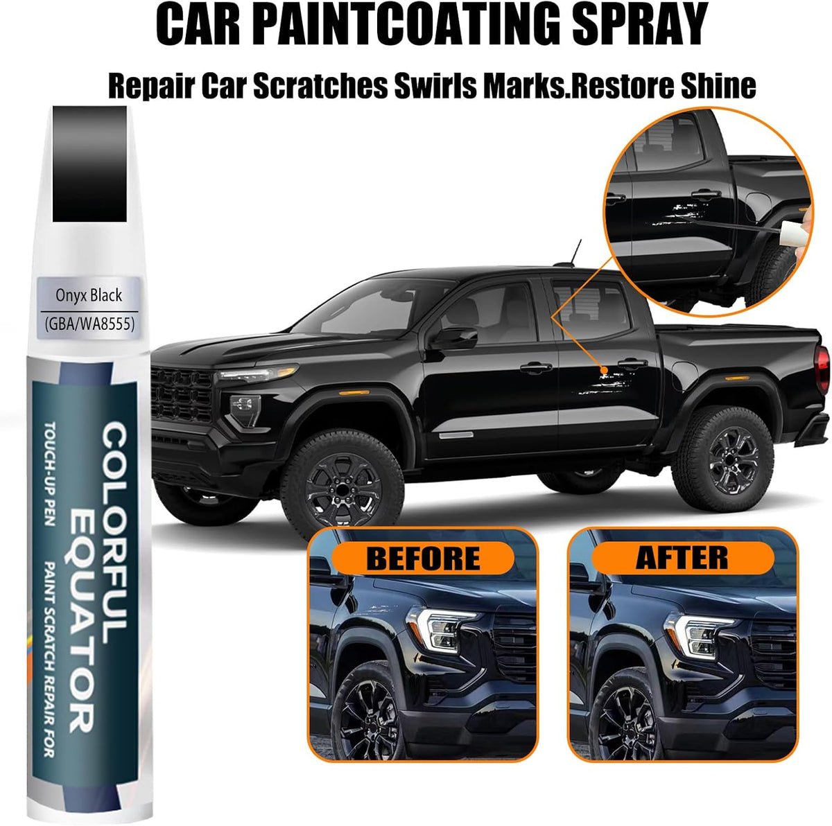 Onyx Black/Void Black(GBA/WA8555) Touch Up Paint for GMC, Car Paint Pen Scratch Repair Two-In-One Touch Up Paint, Premium Car Scratch Remover for Deep Scratches