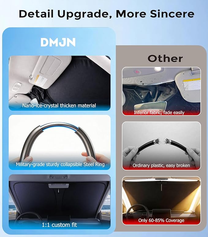 DMJN Windshield Sun Shade for Che-vrolet/Chevy Equinox (2018-2026), Car Sunshade for Front Windshield [100% Efficient Block UV & Scorching Sun] UPF50+ Heat Block - Protect Interior & Keep Cooler