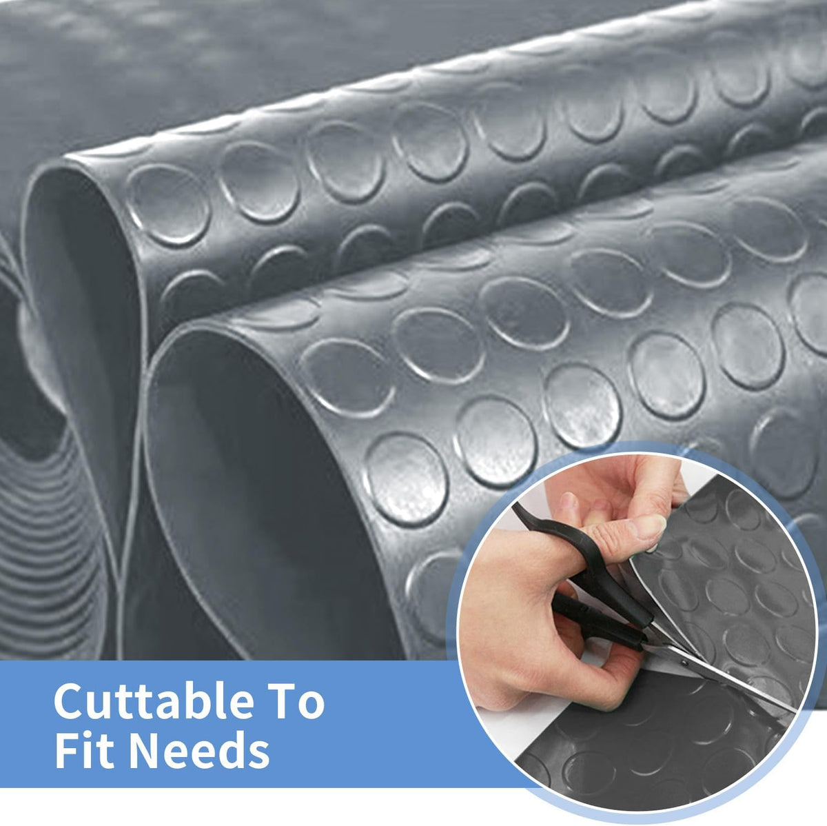 Premium Garage Floor Mat, Commercial Grade Heavy Duty Parking Mat for Garage Floor, Golf Cart Parking, Water/Stain Resistant Floor Runner (Grey Coin, 2 Rolls x 4 x 13 Feet)
