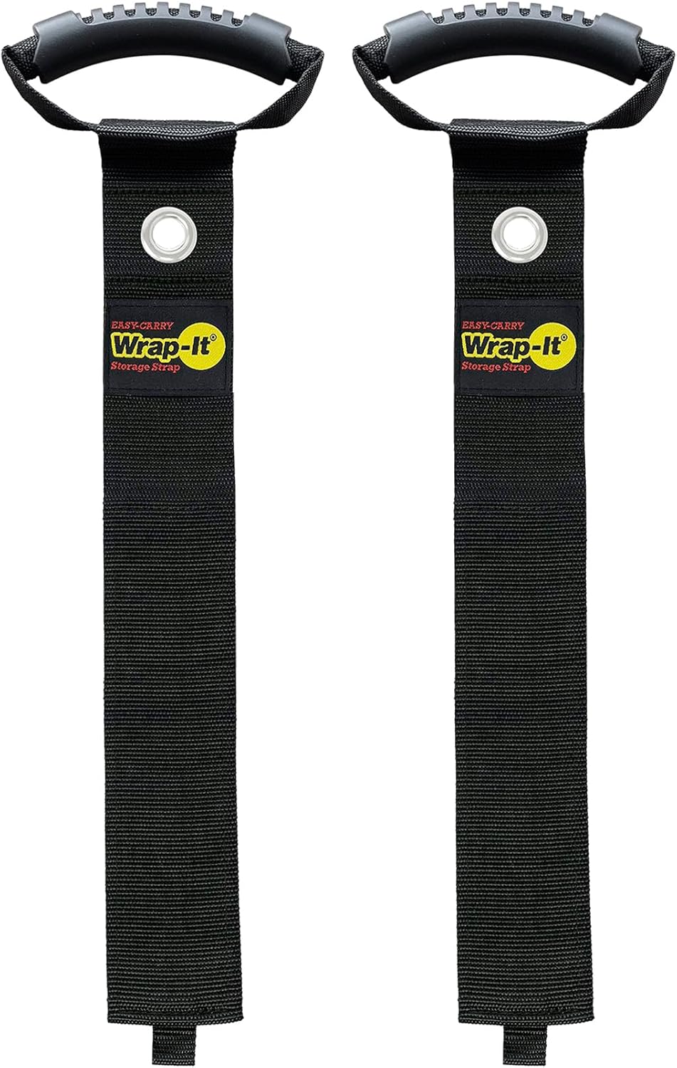 Easy-Carry Wrap-It Storage Straps - 36” (2-Pack) Black with Grommet - Heavy Duty Cord Carrying Strap Keeper and Extension Cord Organizer
