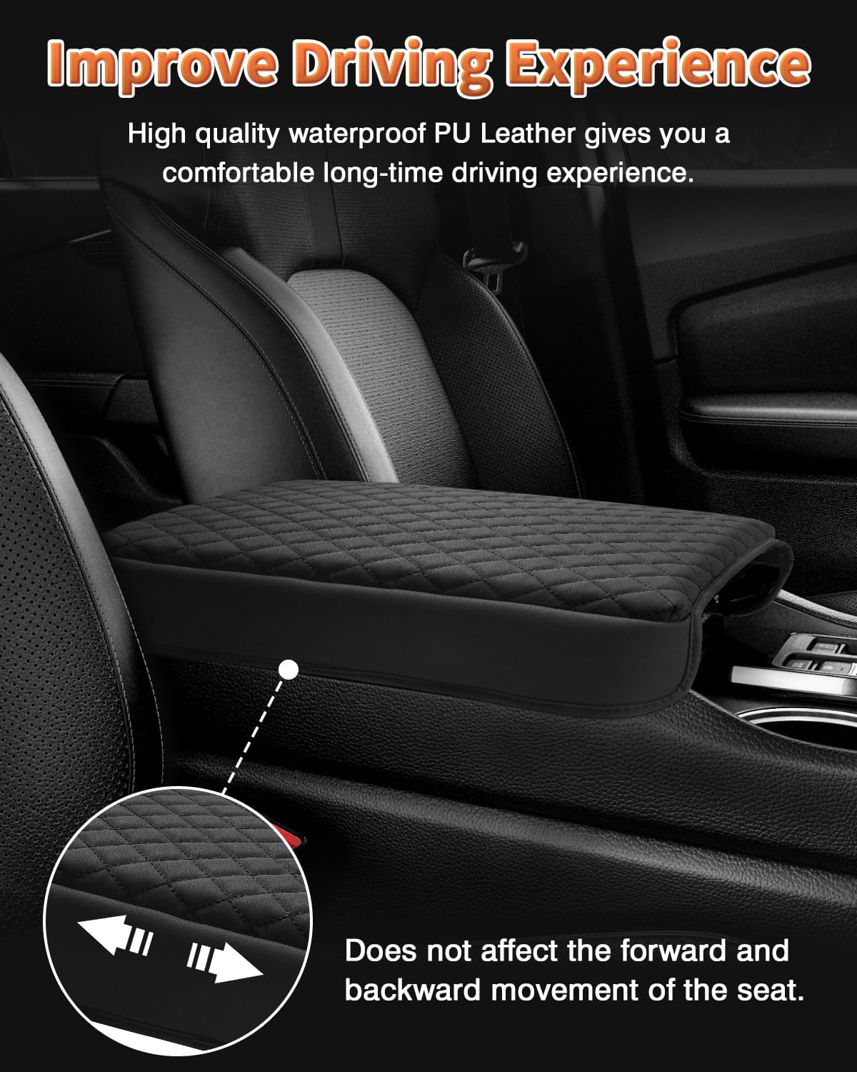 Shademax Custom for Honda Pilot Center Console Cover,Armrest Cover for Honda Pilot/Ridgeline/Passport Accessories 2023-2025 2026 Arm Rest Cushion Pad Console Lid Cover PU Leather Black
