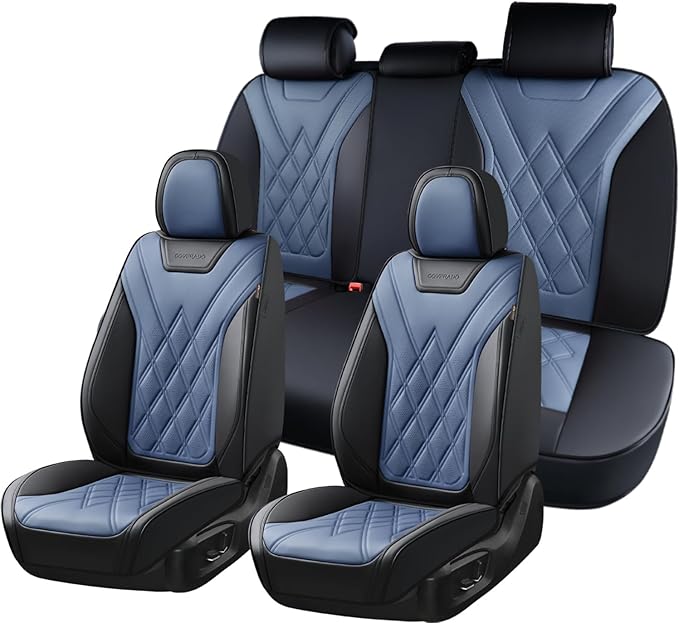 Coverado Car Seat Covers Full Set, Seat Covers for Cars, Front Seat Covers and Back Seat Cover Waterproof Leather Automotive Seat Cover, Universal Car Interior Protectors Cushion for Most Cars