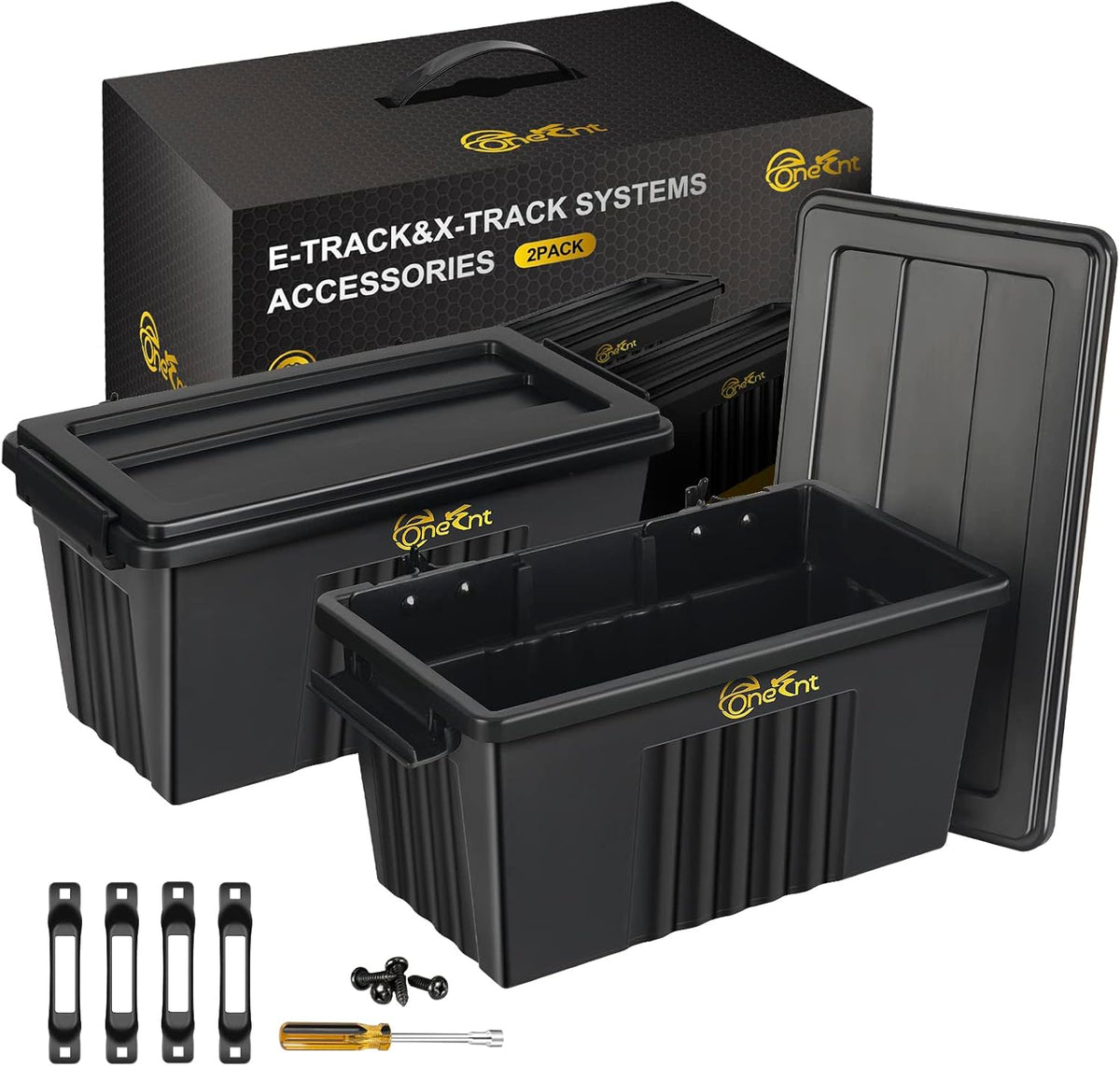 2 Pack E-Track Basket Storage Bin for E Track Accessories for Enclosed Trailer- System to Tool Organizer Workshop, Garage