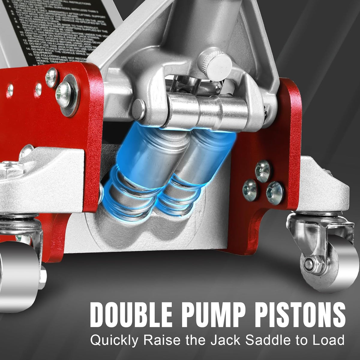 3 Ton Low Profile, Aluminum and Steel Racing Floor Jack with Dual Pistons Quick Lift Pump for Sport Utility Vehicle, Lifting Range 3-15/16" min to 18-5/16" max, Net Weight 58.5 lb, Red