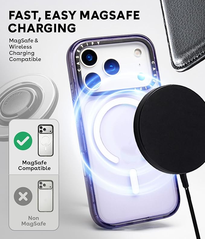 CASETiFY Impact iPhone 17 Pro Case [Slim/Compatible with Magsafe / 8.2 ft. 4X Military Grade Drop Protection] - Leopard Cherries - Clear Black