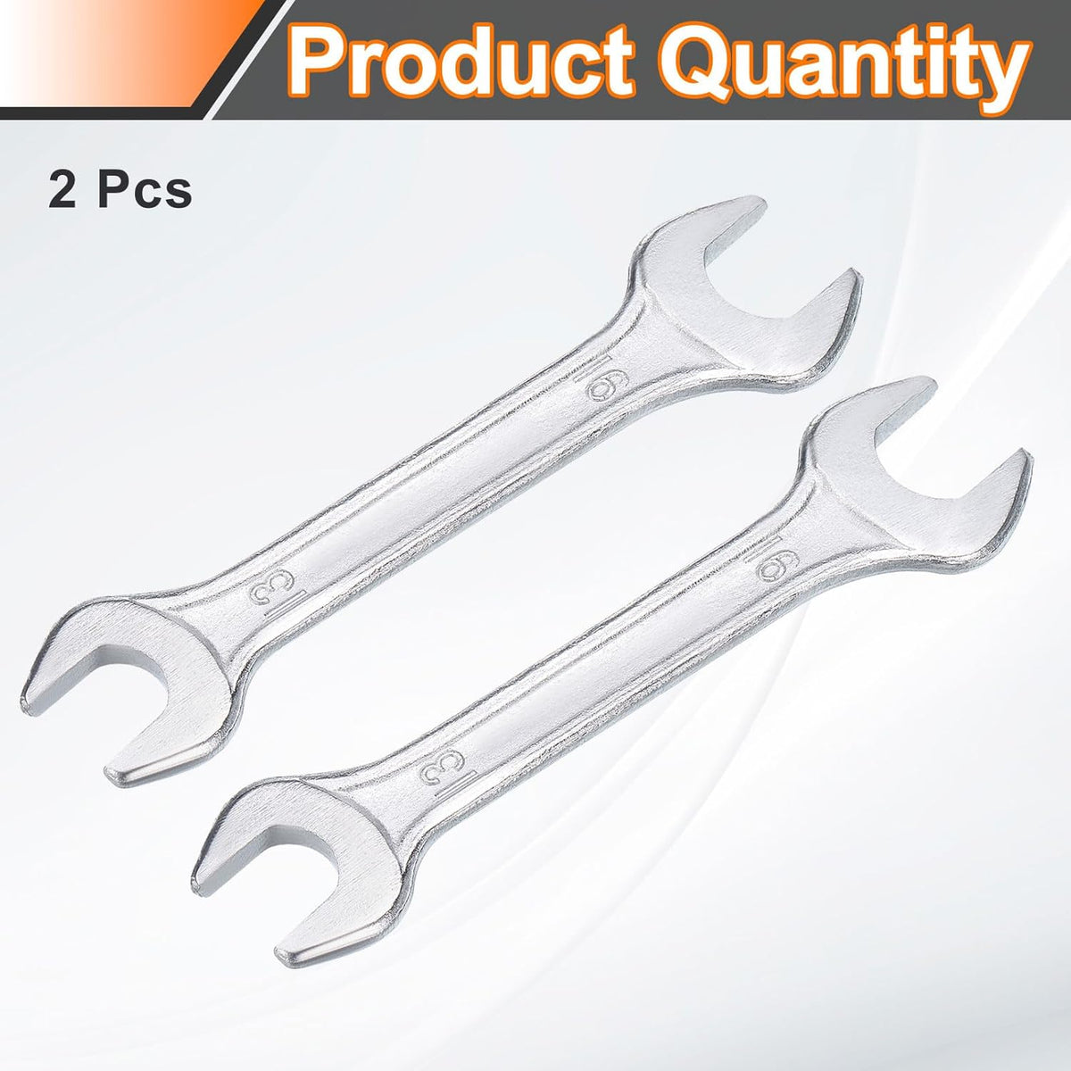 HARFINGTON 2pcs Double Open End Wrench 13mm x 16mm Metric 15 Degree Offset Angle Small Flat Head Wrench Galvanizing Open Ended Spanner for Automotive Repair Furniture Assembly