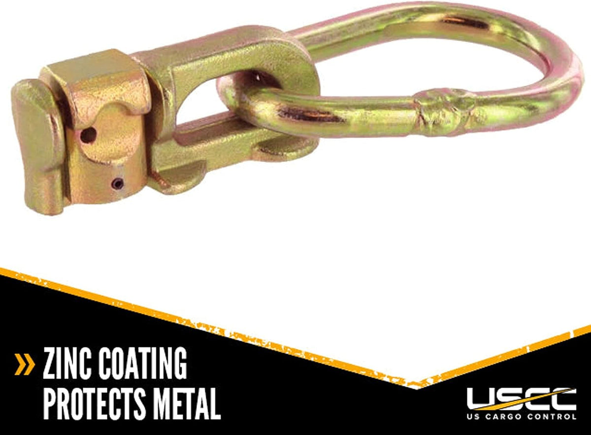 US Cargo Control Double Stud L Track Fittings with Pear Link (100-Pack), 5,000 Pounds Break Strength, Use with L Track Rails in Truck Bed or Trailer, Automatic Locking with Spring Release