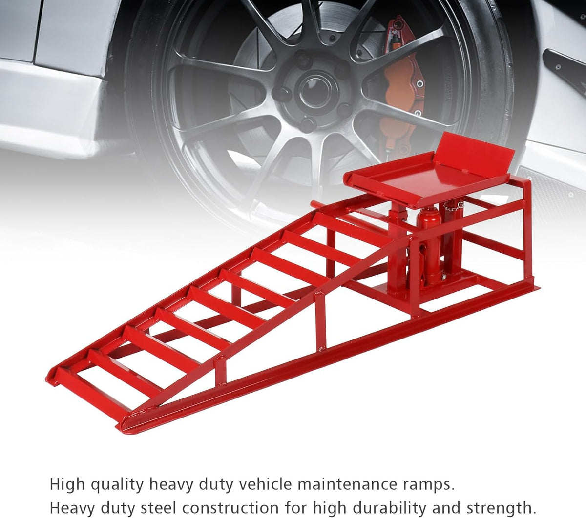 5 Ton 2 Pack Hydraulic Car Ramp Elevator 10000 Lbs for Auto Car Truck Trailer Garage Service Vehicle Ramp Lift Jack Hydraulic Lift (Red)