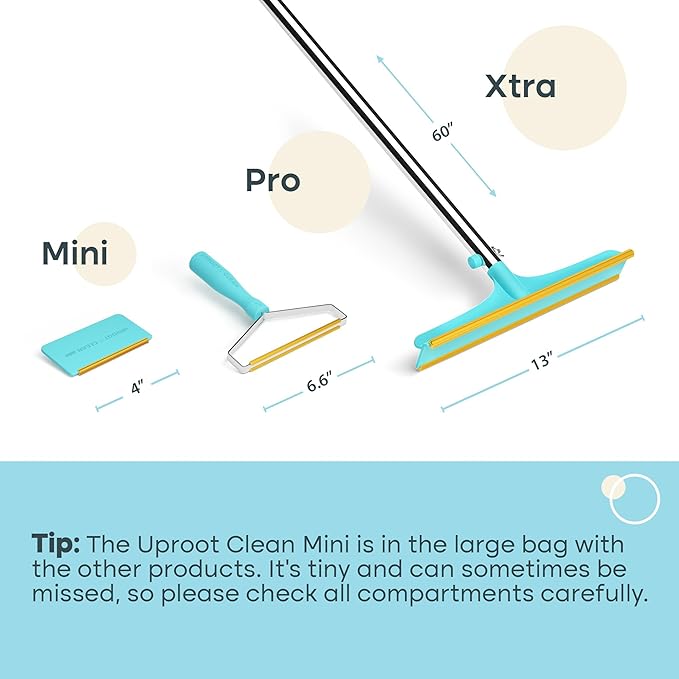 Uproot Cleaner Pro Pet Hair Remover Bundled with Mini Pet Hair Removal Tool for Couch & Xtra Carpet Fur Removal Tool - A True Fur-Riccane Survival Kit