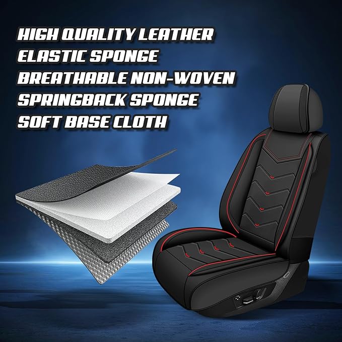 Car Seat Covers for Cadillac CTS 2003-2019, Premium Nappa Leather Car Seat Cover, Stylish Sport Seat Covers， Automobile Seat Cover Sets.(Luxury 2 Seats/Black)