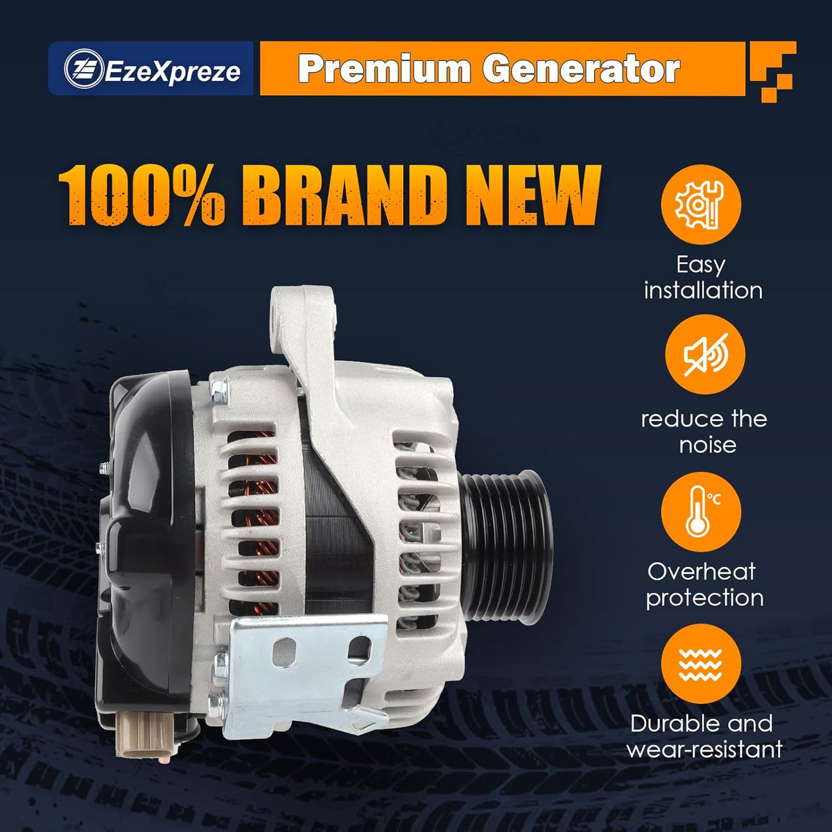 Ezexpreze 11034N Alternator Compatible with Toyota Camry 04-06, Highlander 04-07, Solara 04-08 & Scion tC 05-10, L4 2.4L, 12V 100Amp Clockwise 7-Groove Pulley, OE# 104210-3880, 27060-0H100