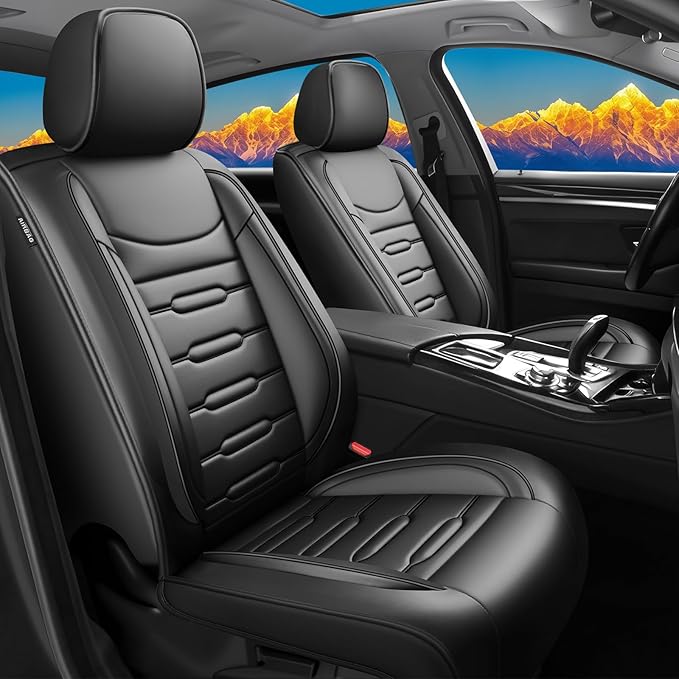 Fit Forester Car Seat Covers for Subaru Forester 2007-2025 2026 - Upgraded Premium Waterproof & Breathable Leather, Airbag Compatible, All-Weather Seat Cushion Protector (Full Set, Black)