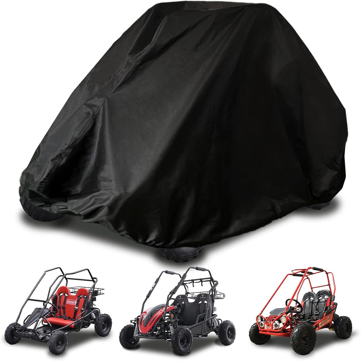 Go Kart Cover,2 Seater for Co leman KT196 GO Kart Covers 420D Waterproof Large Go Cart Car Cover,Go Kart Accessories for Baja TrailMaster,Mudhead 67" L x 46" W x 47" H