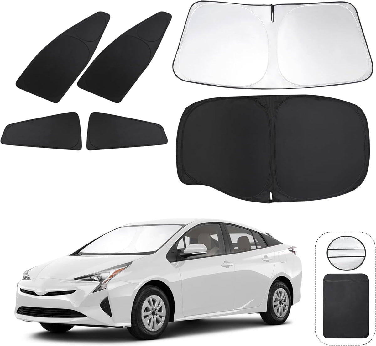 TINGLU Window Shades for Toyota Prius Hatchback 2016-2022 (NOT for Prius C or Prius V) Accessories Car Side Full Windows Rear Triangular Windshield Sun Shade Sun UV Rays Privacy Protection 6PCS