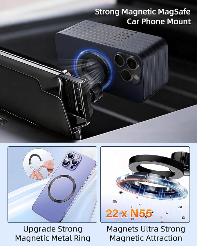 PZK Car Phone Mount for Toyota Tundra 2022-2025 2026 /Sequoia 2023-2026 Limited/Platinum Accessories 14-Inch Screen Compatible with Magsafe Car Phone Holder 360° Rotation Hands Free Not Affect Vent
