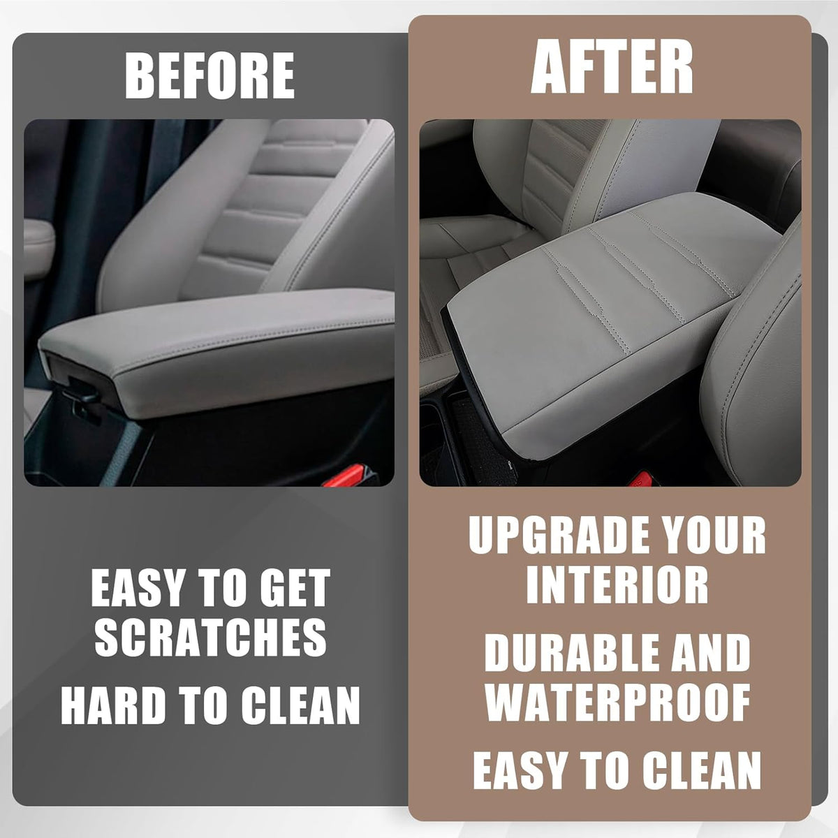 Muslogy Center Console Cover Compatible with 23 24 2025 2026 Honda CR-V Accessories CRV Hybrid LX EX EX-L Sport Touring Armrest Cover Lid Cushion Protector Vegan Leather Extra Soft(Gray/Gray Trim)