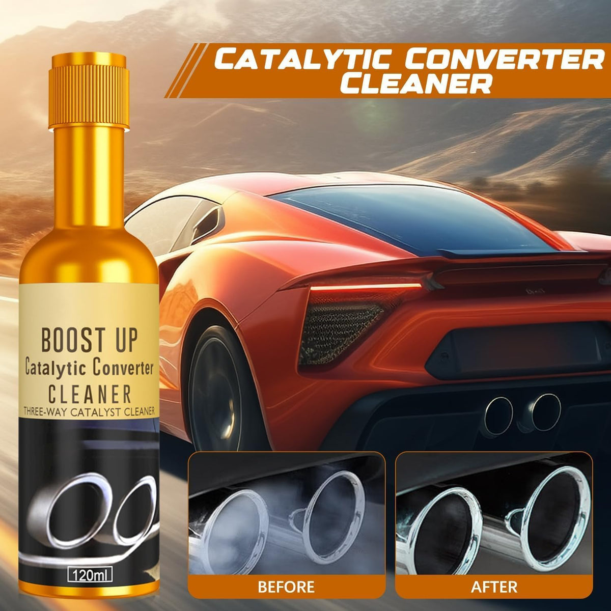 Catalytic Converter Cleaner, Auto Parts Engine Auto Parts Engine Cleaner, Pipe Carbon Removal Cleaner Treatment Additive Oil, Fuel System Treatment Oil for Gas and Diesel Car (2PCS*120ML) ﻿