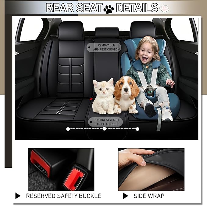 Leather Car Seat Covers Fit for Toyota Camry 2002-2024, 5 Seater Car Seat Cover, Premium Waterproof, Scratch Resistant Car Interior Accessories (Full Set Black)