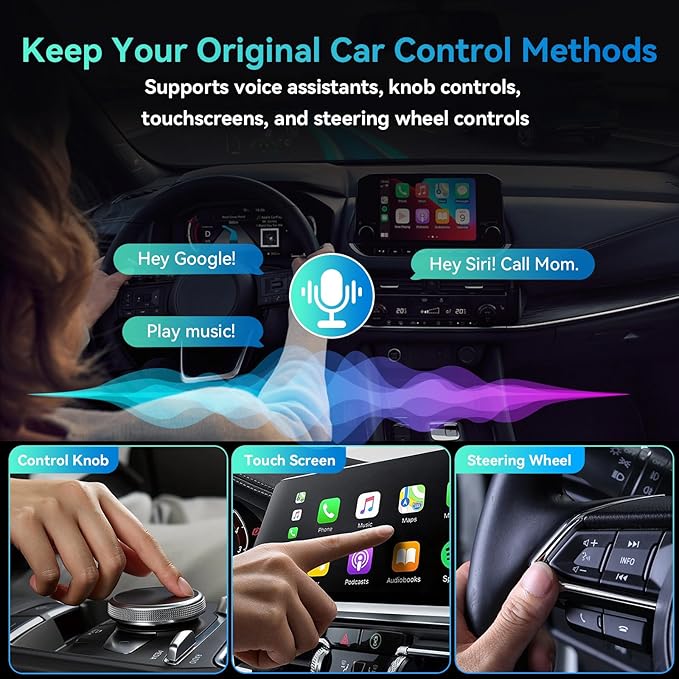 2026 Upgraded Wireless CarPlay Adapter, 2-in-1 Mini CarPlay Adapter for iPhone & Android, 3 Second Auto Stable Connection with Zero Latency, Plug & Play for 2016+ Cars with USB-A/USB-C Ports