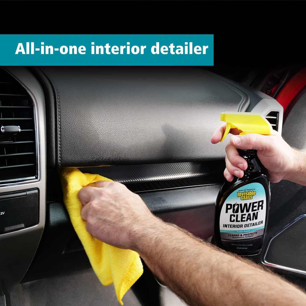 Invisible Glass 92024-2PK Power Clean Automotive Interior Detailer Cleaner Protectant and Conditioner to Restore Interior Surfaces Prevent Fading, 22 Fl Oz, Pack of 2