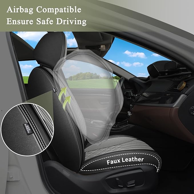 Full Set Car Seat Covers for Lexus NX 250 - NX 350 - NX 350h - NX 450h 2022 2023 2024 2025 2026: Breathable Perforated Leather Seat Cover (Black & Grey)