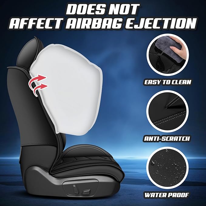 Car Seat Covers for Mercedes-Benz S-Class 2005-2025, Premium Nappa Leather Car Seat Cover, Stylish Sport Seat Covers， Automobile Seat Cover Sets.(Luxury 2 Seats/Pure Black)