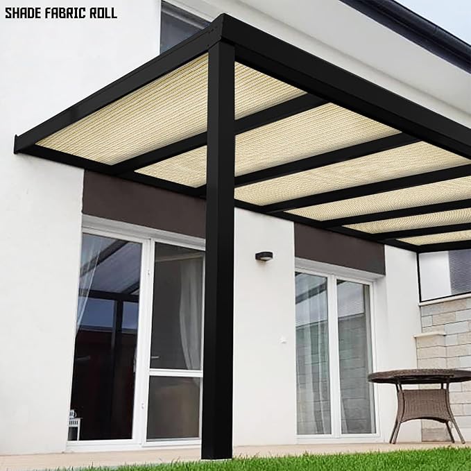 TANG Sun Shade Fabric Roll 8'x6' Shade Cloth for Garden Beige HDPE Mesh Shading Pergola Cover Replacement Canopy, 95% Blockage Sunshades for Outdoor Patio Backyard Plant