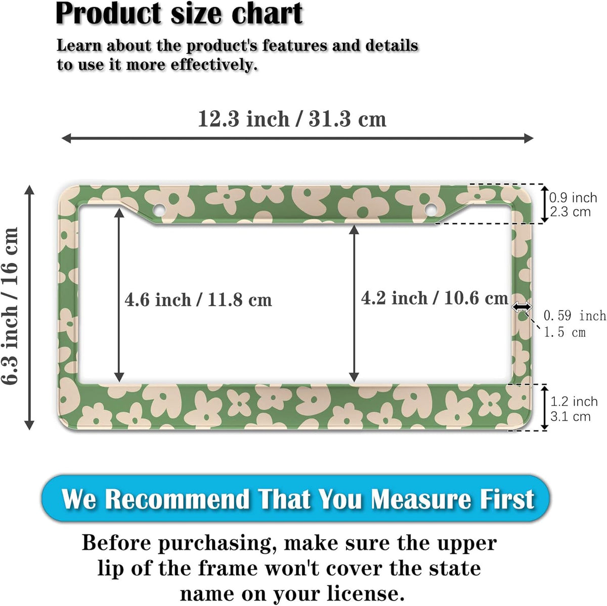 License Plate Holder Multicolor License Plate Frames Vintage Groovy Flowers Universal Aluminum Car Accessory 2 Pack with Screw Covers Set