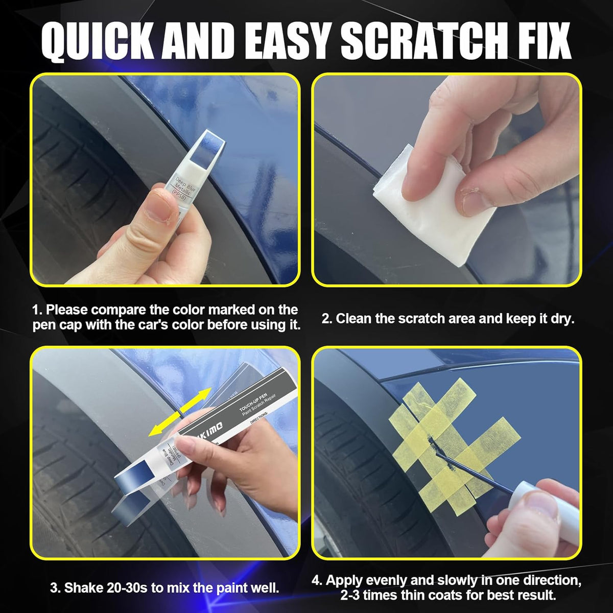 KIKIMO for Tesla Touch Up Paint(Pearl White Multi-Coat(PPSW)), Car Paint Repair Kit for Tesla Model Y/3/S/X, 2 In 1 Scratches Repair with Pen Tip and Brush, Color-Matched for Quick & Easy Fix
