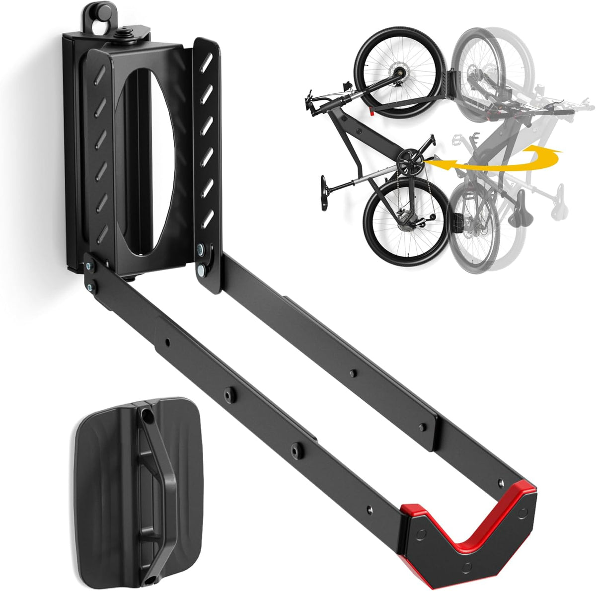 monTEK Swivel Bike Wall Mount, No Heavy Lifting Required Bike Wall Mount, Bike Hangers for Garage, Space-Saving Bike Rack Garage, Easy to Load and Unload, Bike Hanger Can Hold Up to 77 lbs