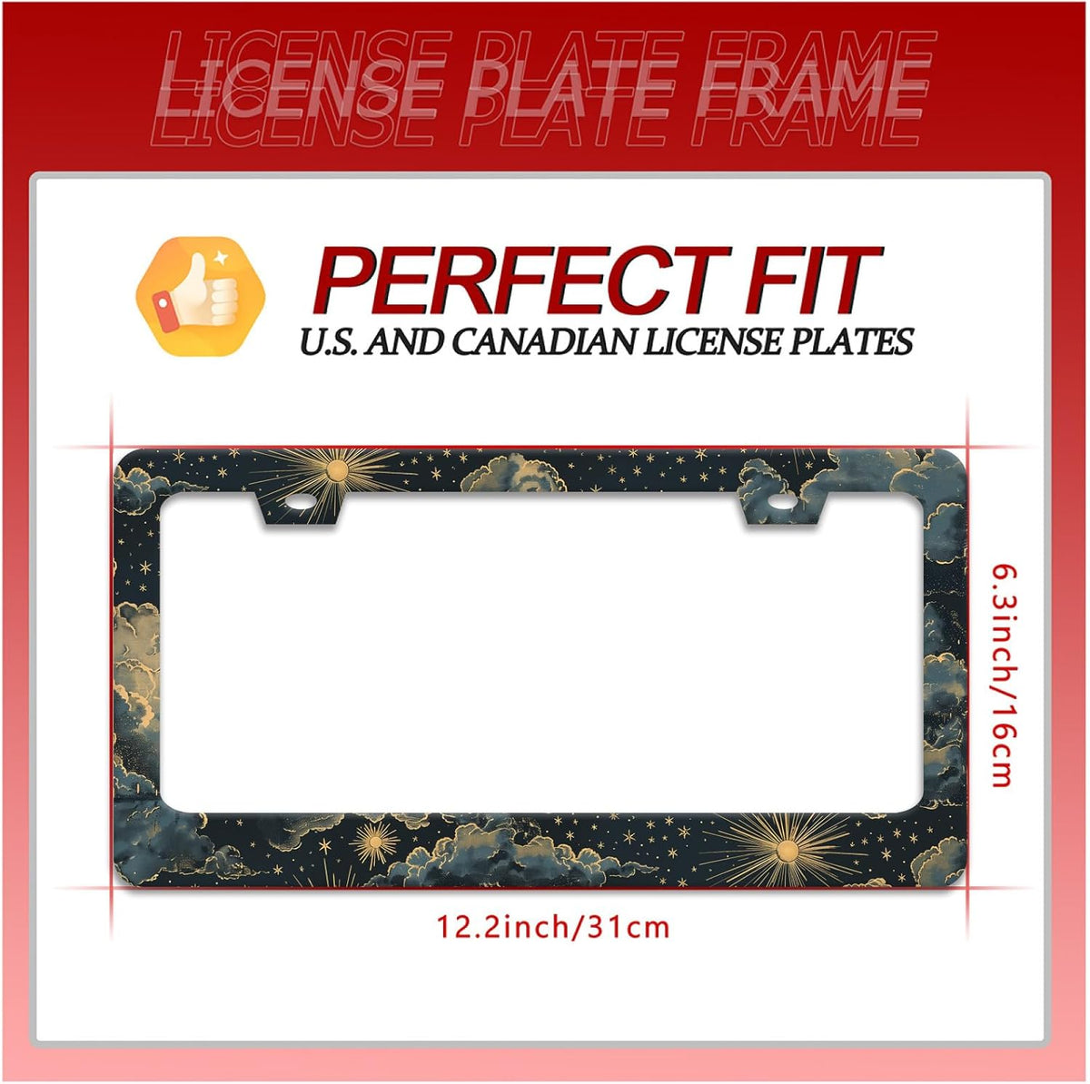 Beautiful Night Starry Sky License Plate Frame Nebula Stars License Plate Holder Funny Personalise Car Stainless Stee Decorative Parts for Standard Us Canada Vehicles 12x6 Inch for Women Men
