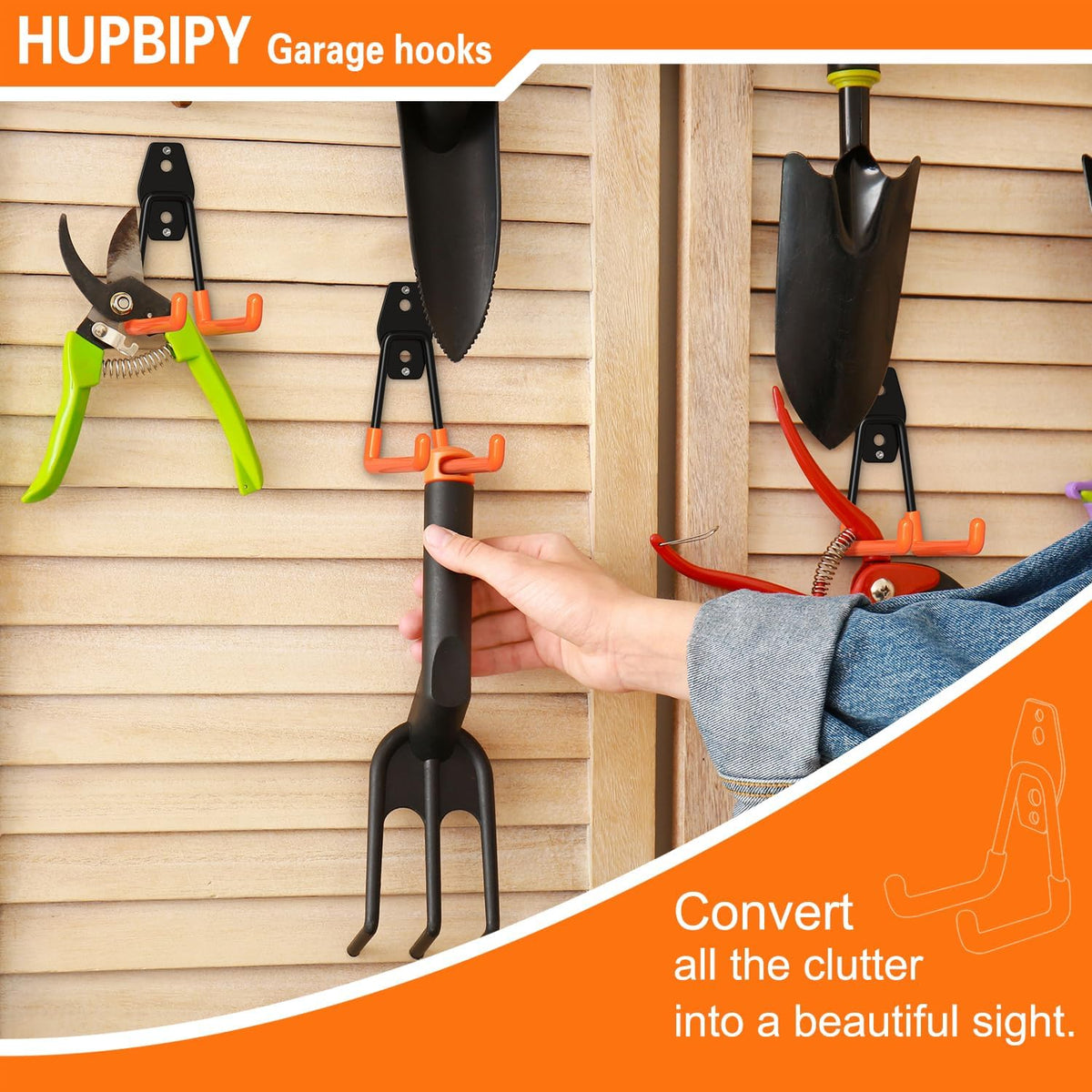 Heavy Duty Garage Hooks 6 Pack, 2.8 inch Small U Shaped Hanger, Wall Mounted Storage System, Power and Garden Tool Organizer, for Hanging Ladders, Hose, Bulk Items and More