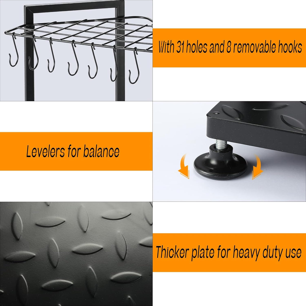 Garden Tool Organizer,Yard Tool Rack Heavy Duty,Free Standing for Garage Corner,Garage Organization,Garage Organizers and Storage,Garden Tool Holder for Lawn,Shed,Outdoor,Metal