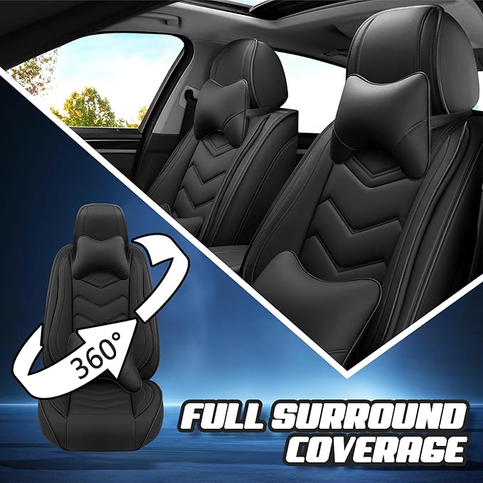 Car Seat Covers for Mercedes-Benz S-Class 2005-2025, Premium Nappa Leather Car Seat Cover, Stylish Sport Seat Covers， Automobile Seat Cover Sets.(Luxury 2 Seats/Pure Black)