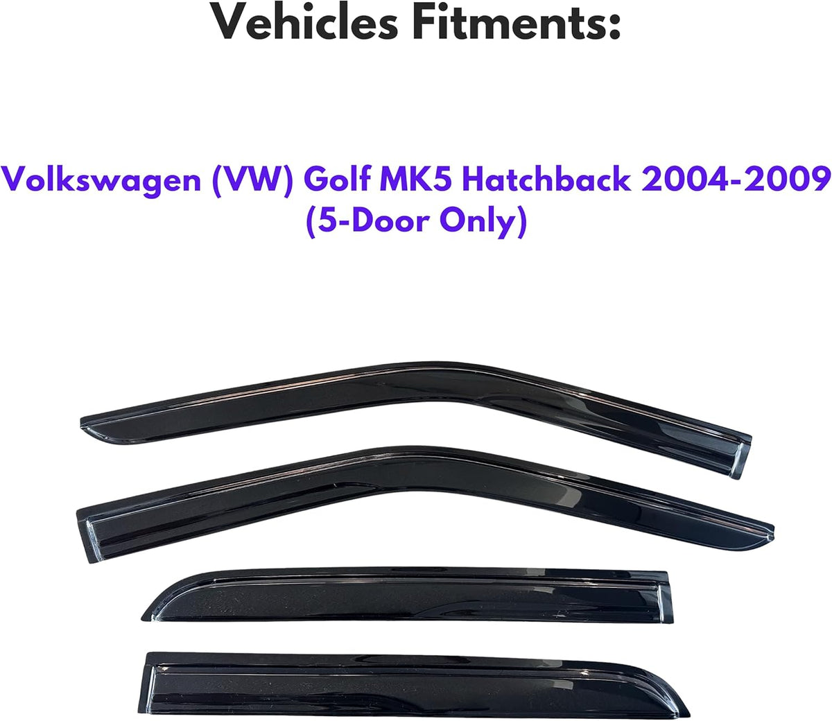 KPY Window Visor Compatible with Volkswagen (VW) Golf MK5 Hatchback 2004-2009, 4PC Rain Guard Side Window Vent Deflectors Tape-On Mugen Style, 2004 2005 2006 2007 2008 2009