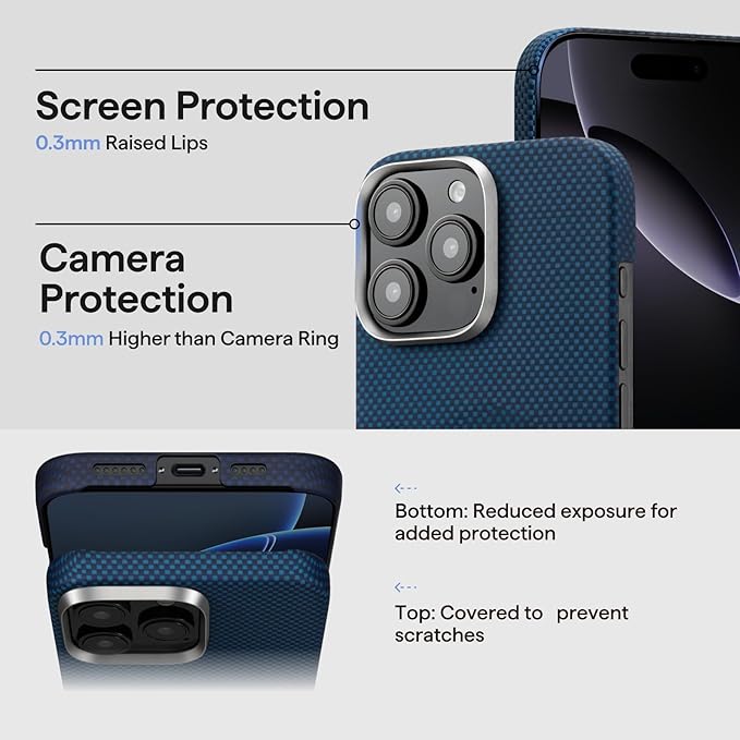 pitaka for iPhone 16 Pro Max Case Compatible with MagSafe, Thin & Light Case iPhone 16 Pro Max with a Caseless Feel, 1500D Aramid Fiber Woven [Tactile Woven -Over The Horizon]