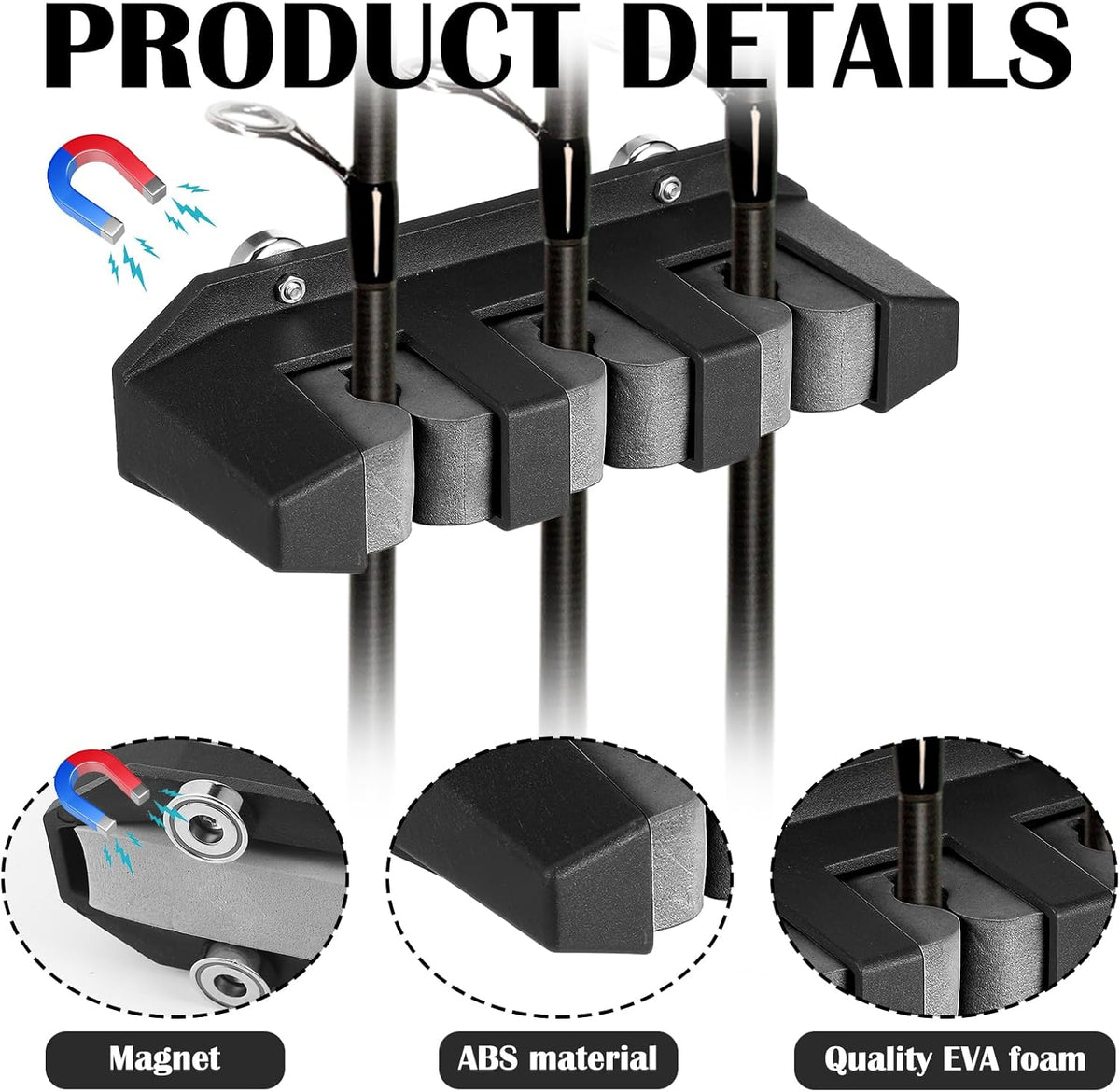 2 Pcs Magnetic Fishing Rod Holder for Car Fishing Pole Rack Vertical Rod Storage Holders for Truck Bed Boat Wall Garage Door