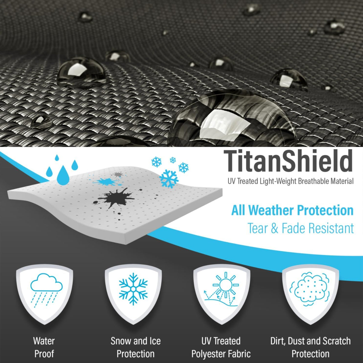 Deluxe Motorcycle Cover, Waterproof All Weather Outdoor Protection Universal Motorcycle Cover, Fade & Tear Proof Polyester fits Motorbike Scooter up to 80" L