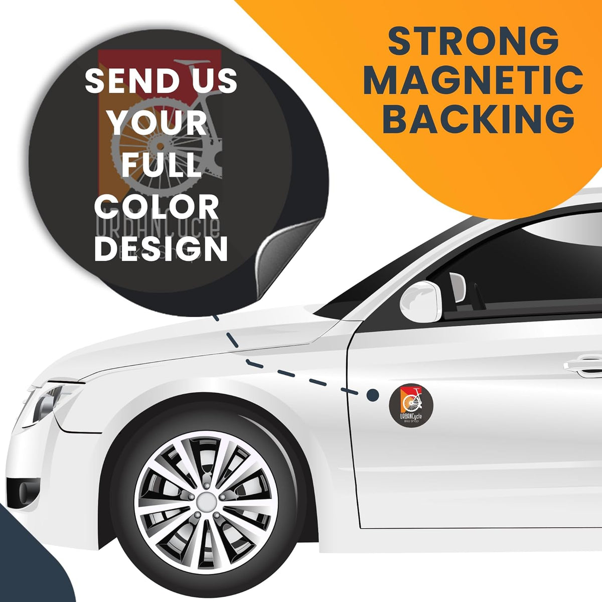 Magnet Me Up Customizable 30 Mil Round Magnet- 5” Weatherproof Car Magnet for Businesses, Sports Teams, Fundraisers & Personal Expression- Custom Text & Logo- Strong Magnetic Vinyl for Vehicles