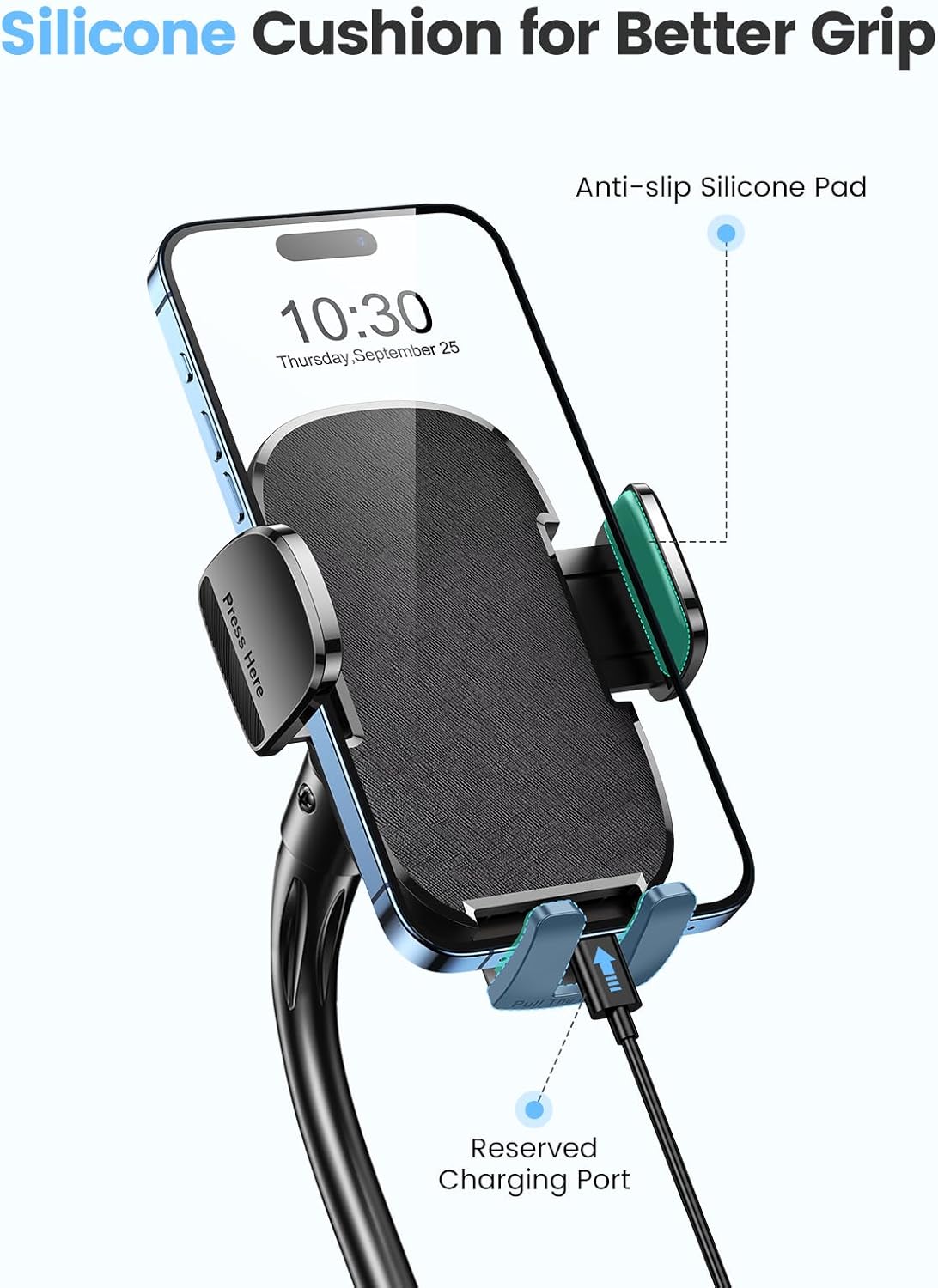 Car Phone Holder, Dual 360° Rotate Gooseneck Cup Holder Phone Mount for Car, Flexible Cell Phone Holder Car Compatible with iPhone 16 Pro Max/15/14/13/12/11, S25/S24/S23/S22, 4”-7” Phone