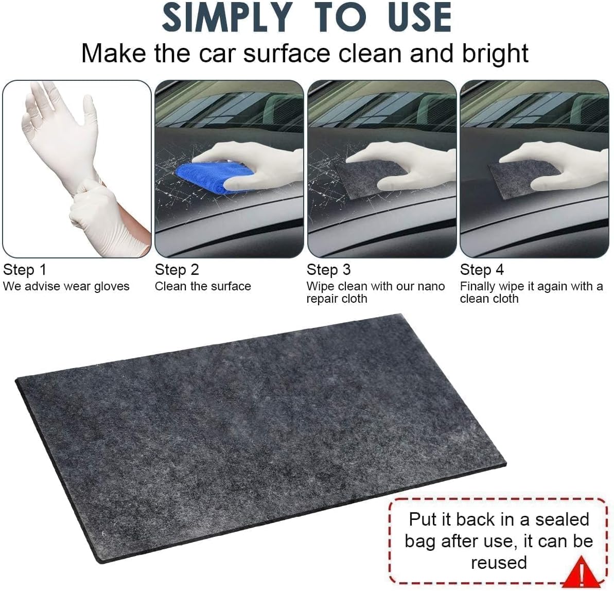 Car Scratches Remover,6 Pack 2025 Nano Sparkle Cloth for Car Scratches Multi-Purpose Nano Magic Cloth Easy to Repair Paint Scratches,Water Spots Surface Polishing