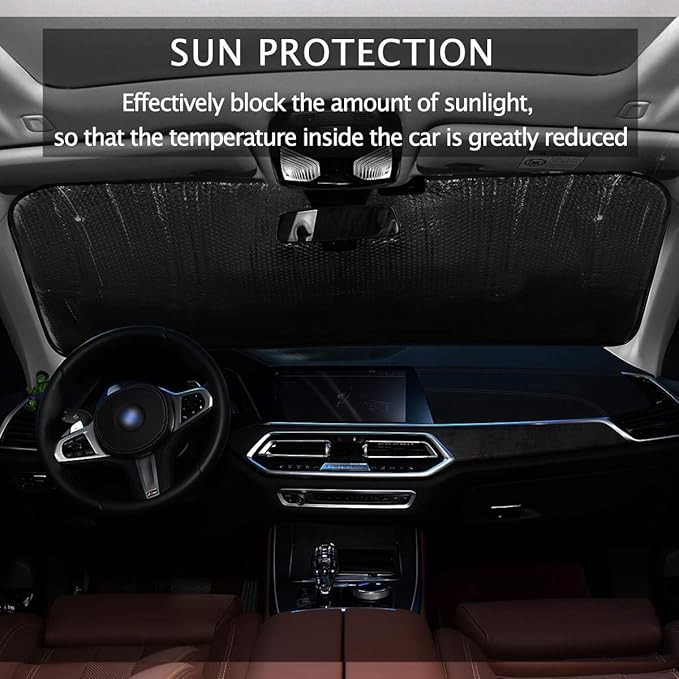 Palm Tree Car Windshield Sun Shade Tropical Sunset Beach Ocean Foldable UV Ray Sun Visor Protector Sunshade to Keep Your Vehicle Cool (55" x 27.6")