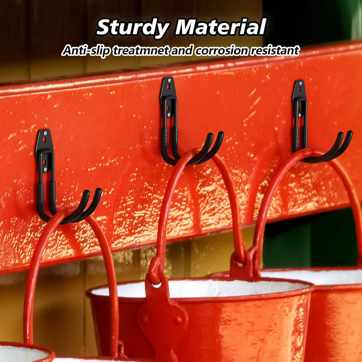 8 Pack 5.5x4.1 inch J Heavy Duty Garage Hooks,Solid Steel Wall Mount Hangers,with Anti-Slip Coating,for Hanging and Organising Ladder,Bike,Ropes,Broom,Garden,Yard and Power Tools