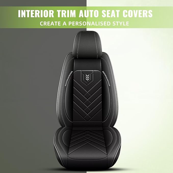 AOMSAZTO Car Seat Covers Fit for Kia Rio 2013-2023 Premium Front Seat Covers Waterproof Leather Automotive Seat Covers Compatible with Airbag (2 Seats,Black)